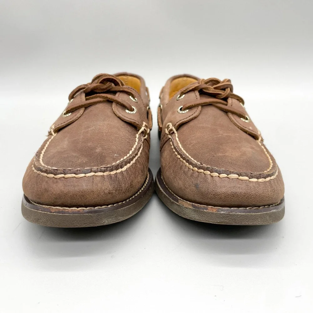 Sperry Mens 9.5 Gold Cup Authentic Original Brown Leather Boat Shoes Preppy